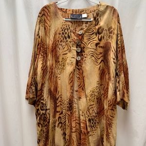 Raja Duster, Kaftan, Kimono, Jacket Animal Print Plus Size EUC